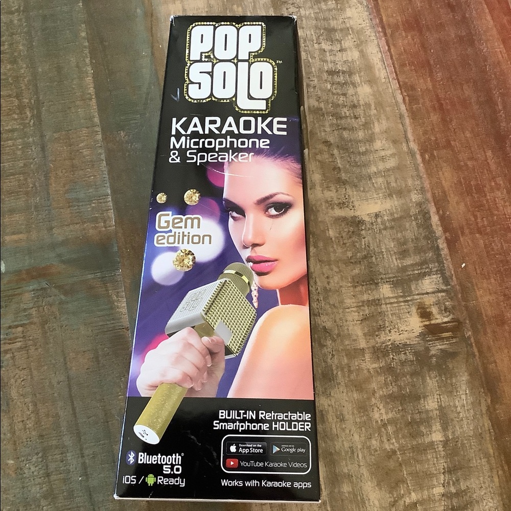 Tzumi PopSolo Gem Edition by Professional Bluetooth Karaoke Microphone Gold New